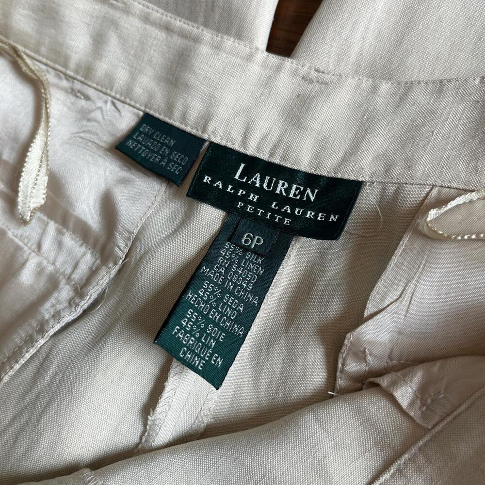 Ralph Lauren Cream Linen/Silk Pants - Picture 2 of 8